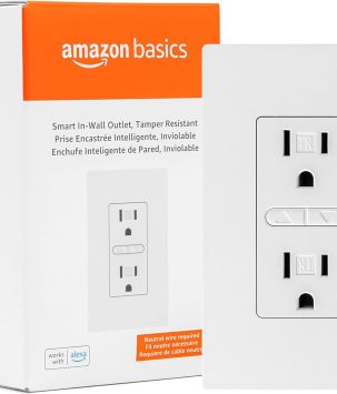 Smart In-Wall Outlet, Works with Alexa Only, 2.4 GHz Wi-Fi, No Hub Required, White