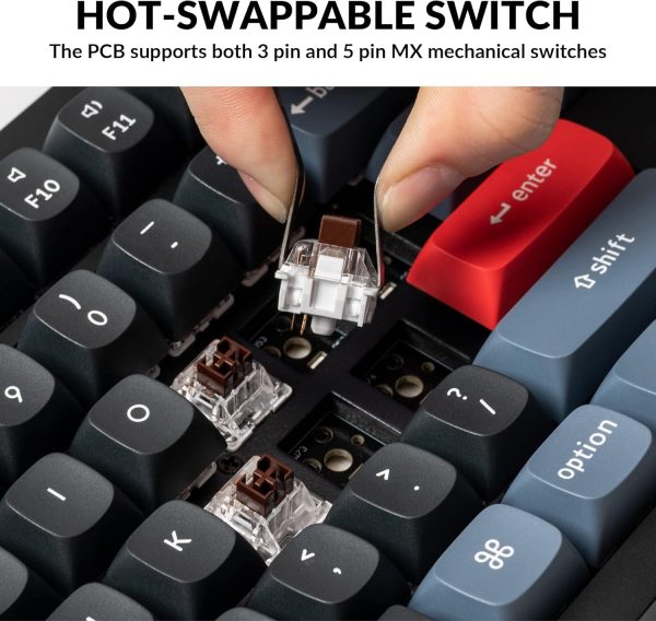 Keychron V6 Wired Custom Mechanical Keyboard Knob Version, Full-size QMK/VIA Programmable Macro with Hot-swappable Keychron K Pro Brown Switch Compatible with Mac Windows Linux Black (Non-Transparent) - Image 2