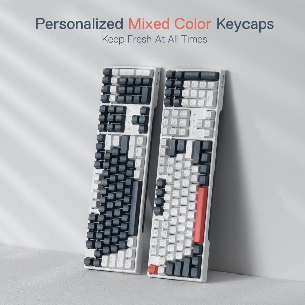 Redragon K668 RGB Gaming Keyboard, 108 Keys Wired Mechanical Keyboard w/Extra 4 Hotkeys, Sound Absorbing Foams, Upgraded Hot-swappable Socket, Mixed Color Keycaps x 2 Sets, Red Switch - Image 6