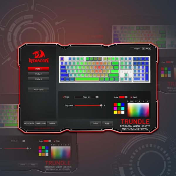 Redragon K668 RGB Gaming Keyboard, 108 Keys Wired Mechanical Keyboard w/Extra 4 Hotkeys, Sound Absorbing Foams, Upgraded Hot-swappable Socket, Mixed Color Keycaps x 2 Sets, Red Switch - Image 7