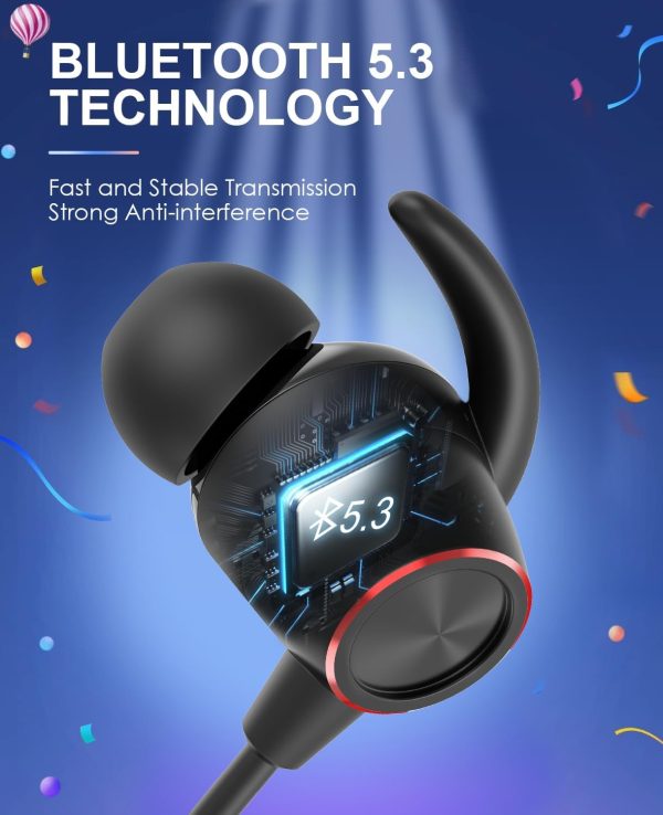 Tecno B1 Bluetooth Headphones, Bluetooth Earbuds Wireless with 60Hrs Playtime, Wireless Bluetooth Headphones for Sports, Sweatproof & IPX5 Waterproof Wireless Headphones（Black） - Image 3