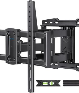 UL Listed Full Motion TV Wall Mount Bracket for Most 37-86 inch TVs, Swivel Tilt Extension Level TV Mount, Max VESA 600x400mm, Holds up to 132lbs & 16" Wood Studs with Hole Drilling Template