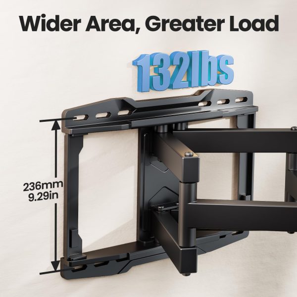UL Listed Full Motion TV Wall Mount Bracket for Most 37-86 inch TVs, Swivel Tilt Extension Level TV Mount, Max VESA 600x400mm, Holds up to 132lbs & 16" Wood Studs with Hole Drilling Template - Image 3