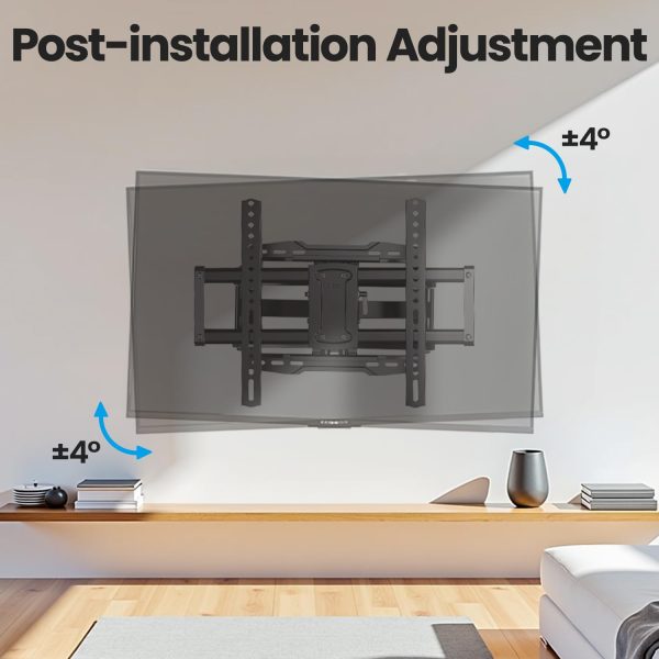 UL Listed Full Motion TV Wall Mount Bracket for Most 37-86 inch TVs, Swivel Tilt Extension Level TV Mount, Max VESA 600x400mm, Holds up to 132lbs & 16" Wood Studs with Hole Drilling Template - Image 6