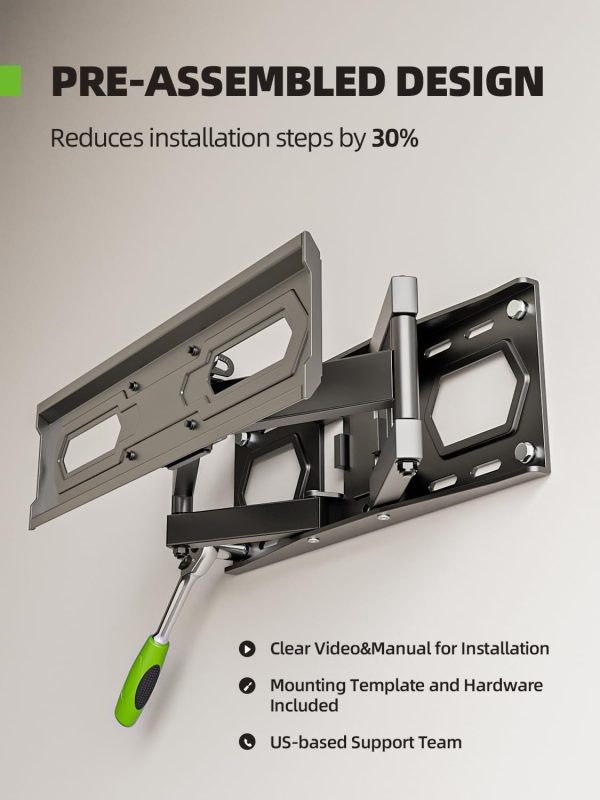 USX MOUNT TV Wall Mount for 32-65 inch Flat Screen/LED/4K up to 110lbs, Full Motion TV Mount Bracket with Swivel & Tilt Articulating Dual Arms, Max VESA 400x400mm, Fits 12/16" Wood Studs - Image 3
